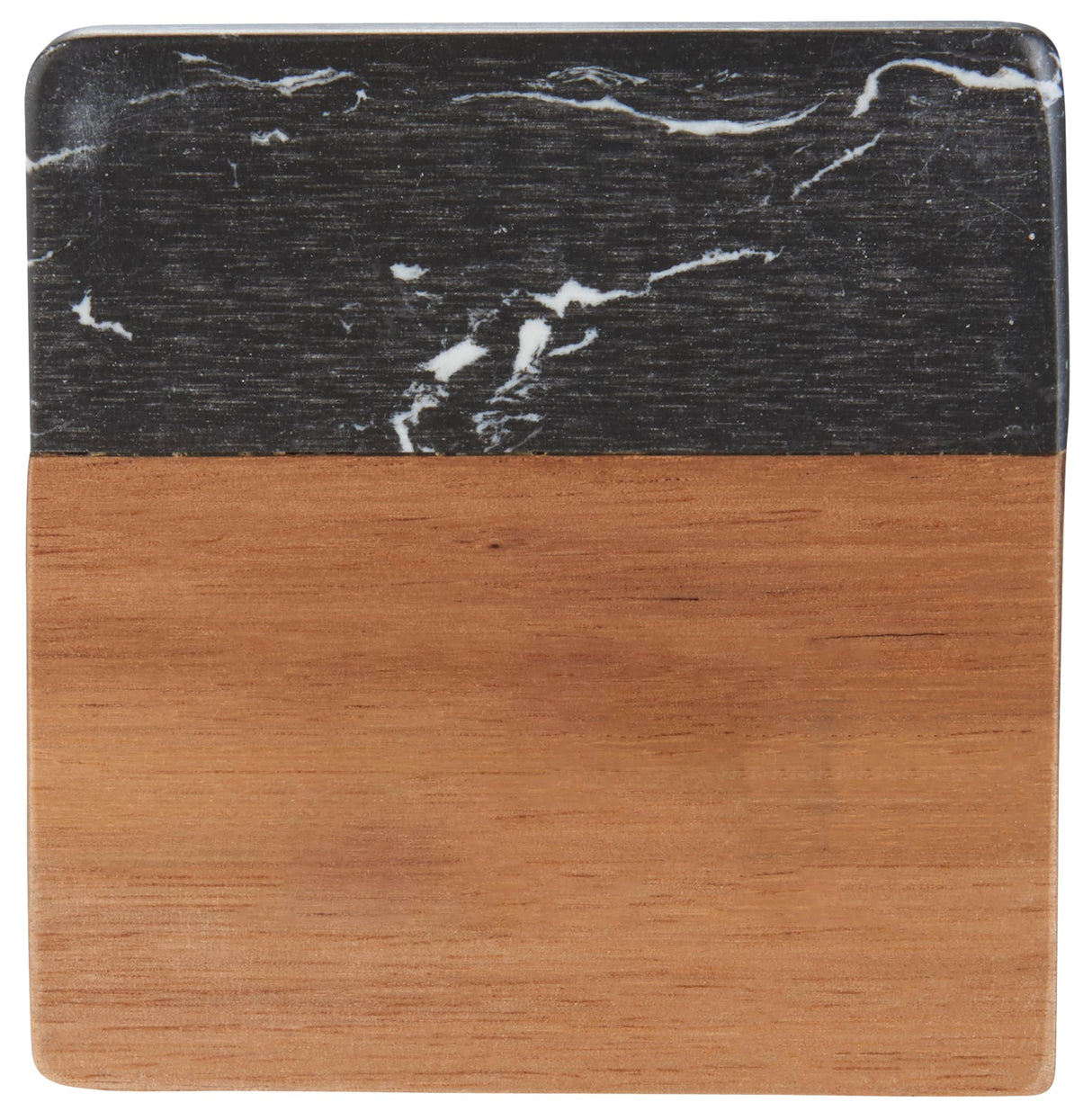 Black Marble and Wood Coaster Set