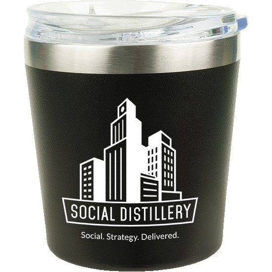 9 Oz. Stainless Steel Rocks Tumbler w/ Slide 'n Sipp Lid