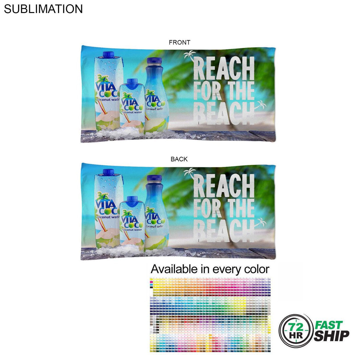 72 Hr Fast Ship - Absorbent Microfiber Dri-Lite Terry Pool Towel, 20x40, Sublimated