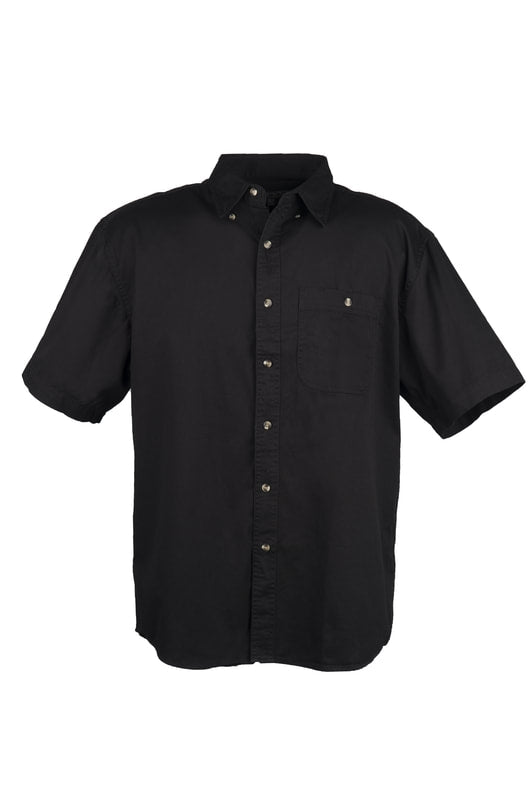 Men's 100% Cotton Twill Short Sleeve Shirt (Black) (XS-5XL)