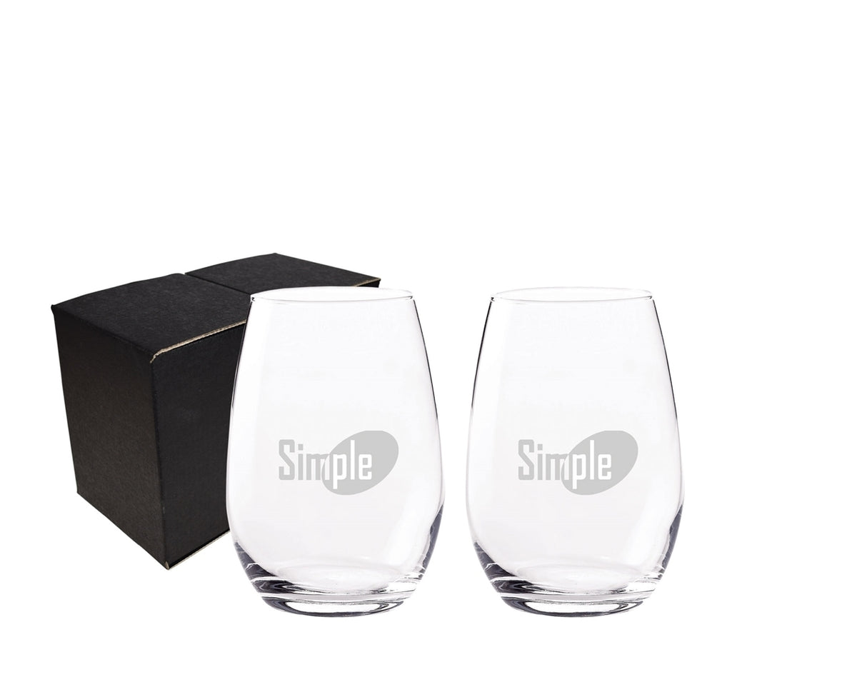 Lyon 19oz stemless glass, set of 2 in a Mystique gift box