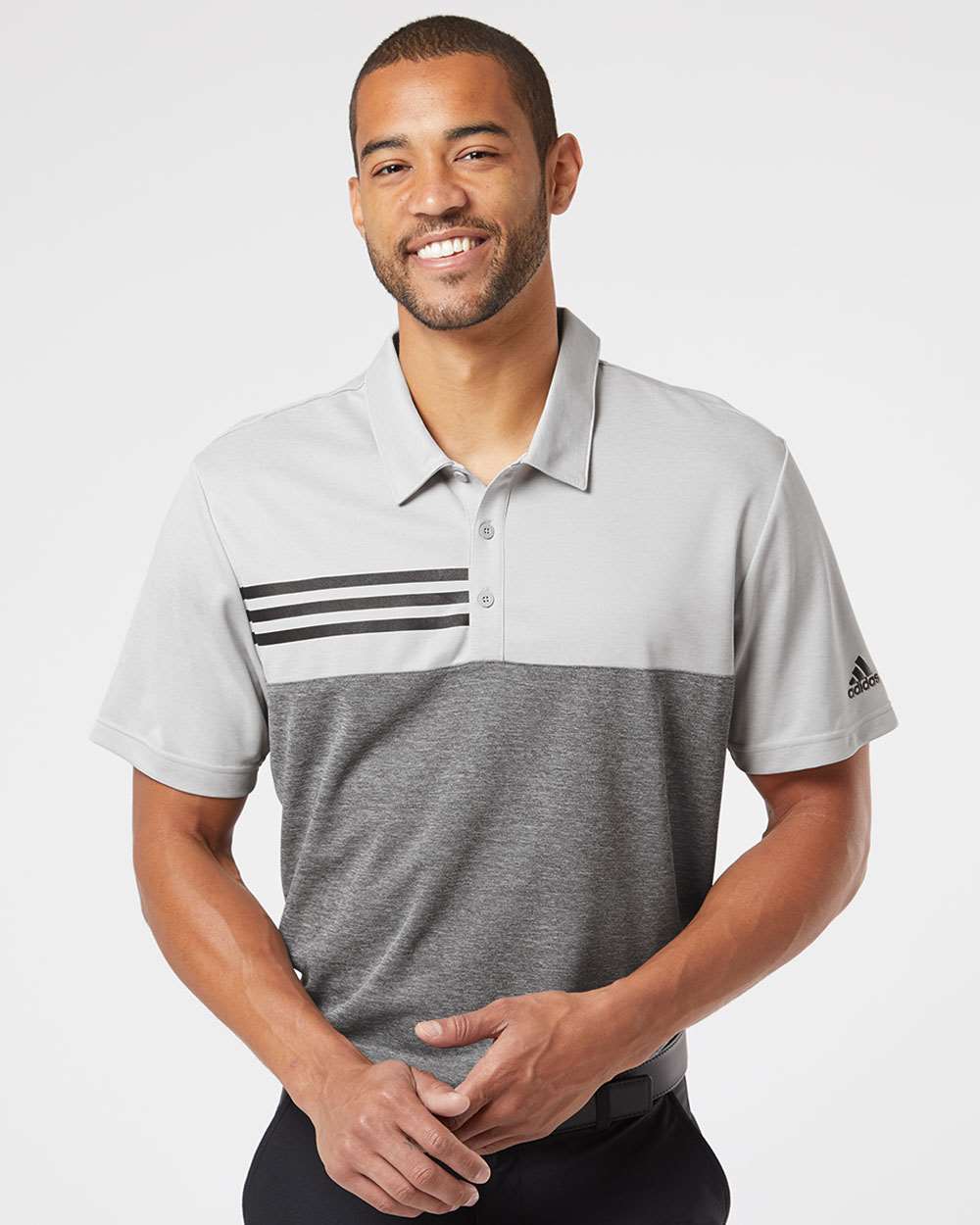 Adidas Heathered Colorblock 3-Stripes Polo