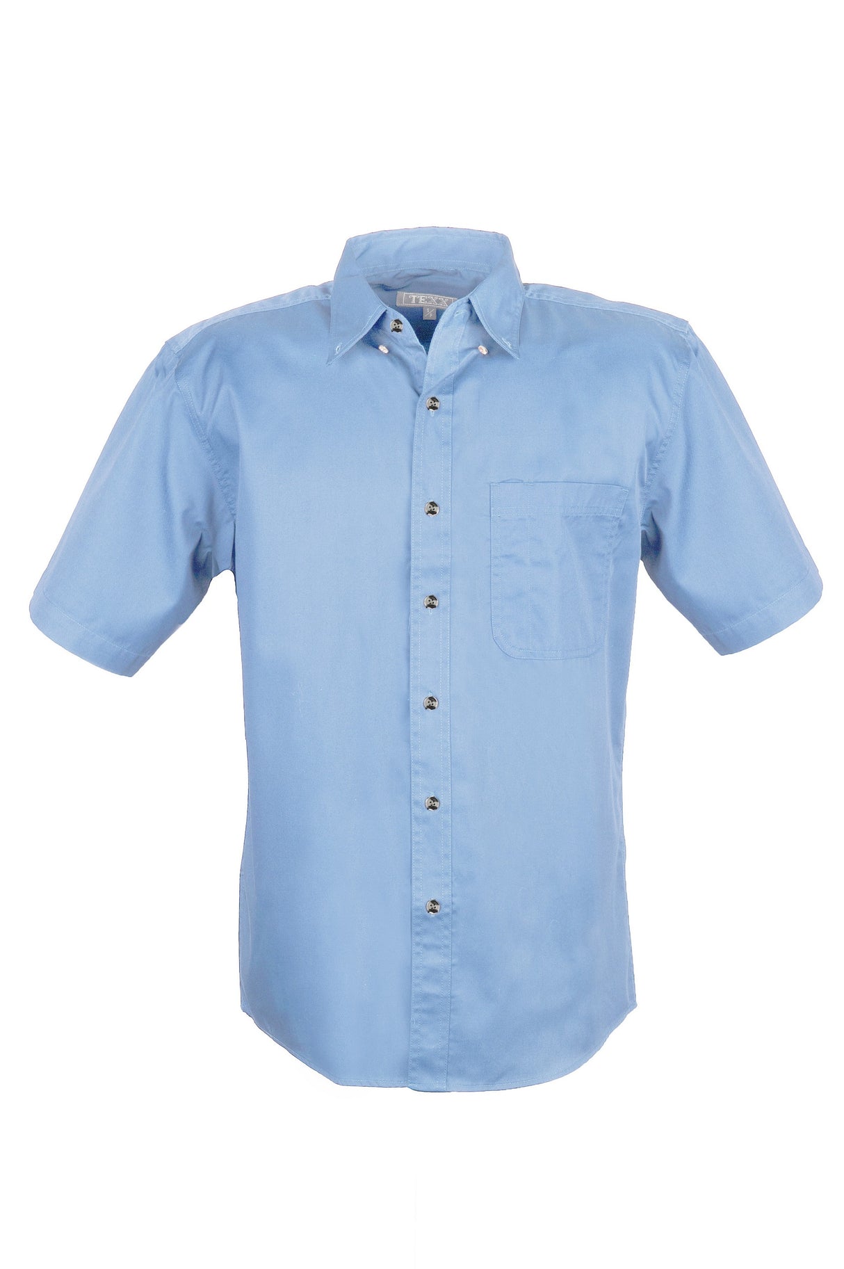 MEN EASY CARE COTTON BLEND DRESS SHIRTS SHORT Sleeve(POWDER BLUE) (S-4XL)