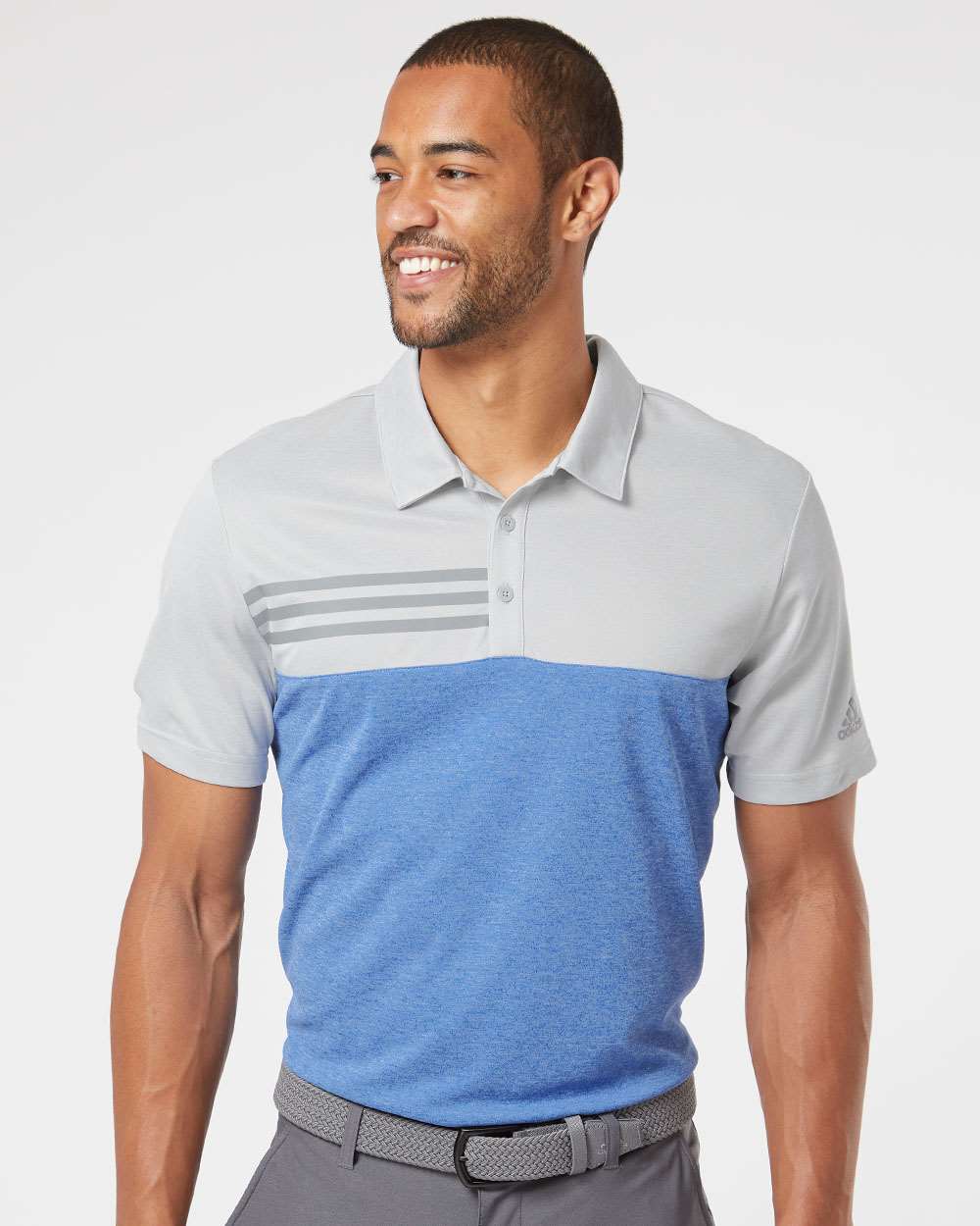Adidas Heathered Colorblock 3-Stripes Polo
