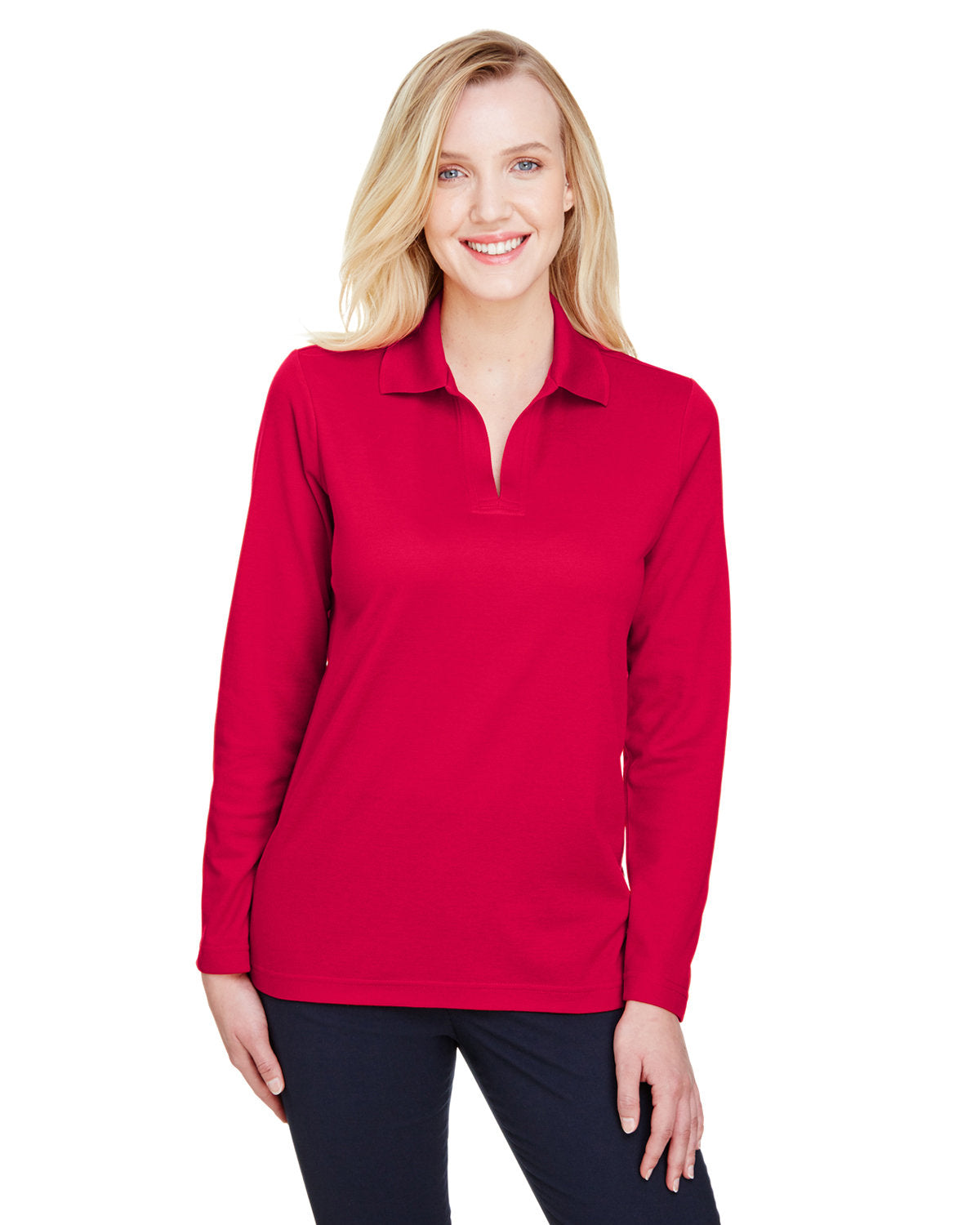 DEVON AND JONES CrownLux Performance® Ladies' Plaited Long Sleeve Polo