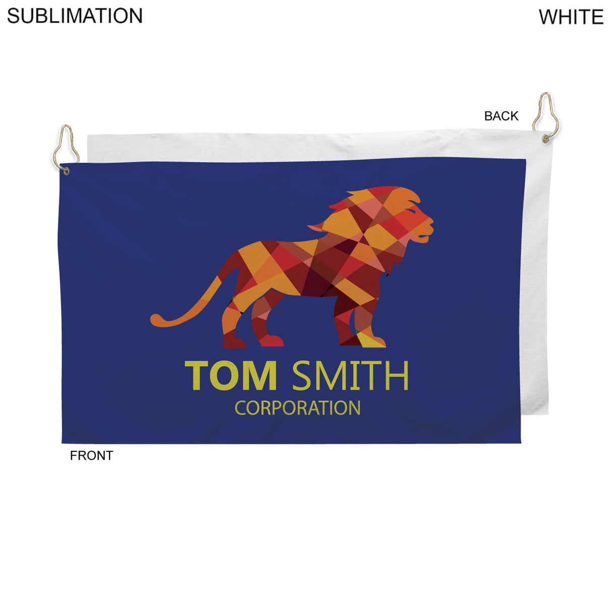 Colored Velour Terry Cotton Blend Golf Towel, Finished size 15x25, Nofold Grommet Hook, Sublimated