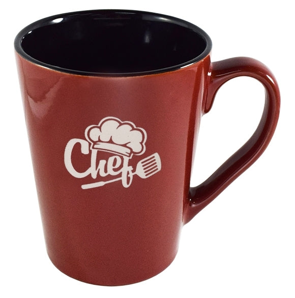 Dublin 15oz 2tone burgundy/black mug in Ripple brown Gift box - Etched