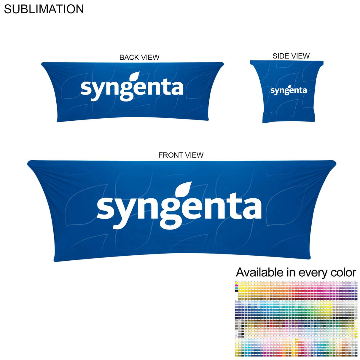 Sublimated Stretch Curved Fit Table Throw for 8ft table, 4 sided, Closed back