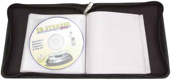 Zippered CD/DVD Holder, genuine top grain leather