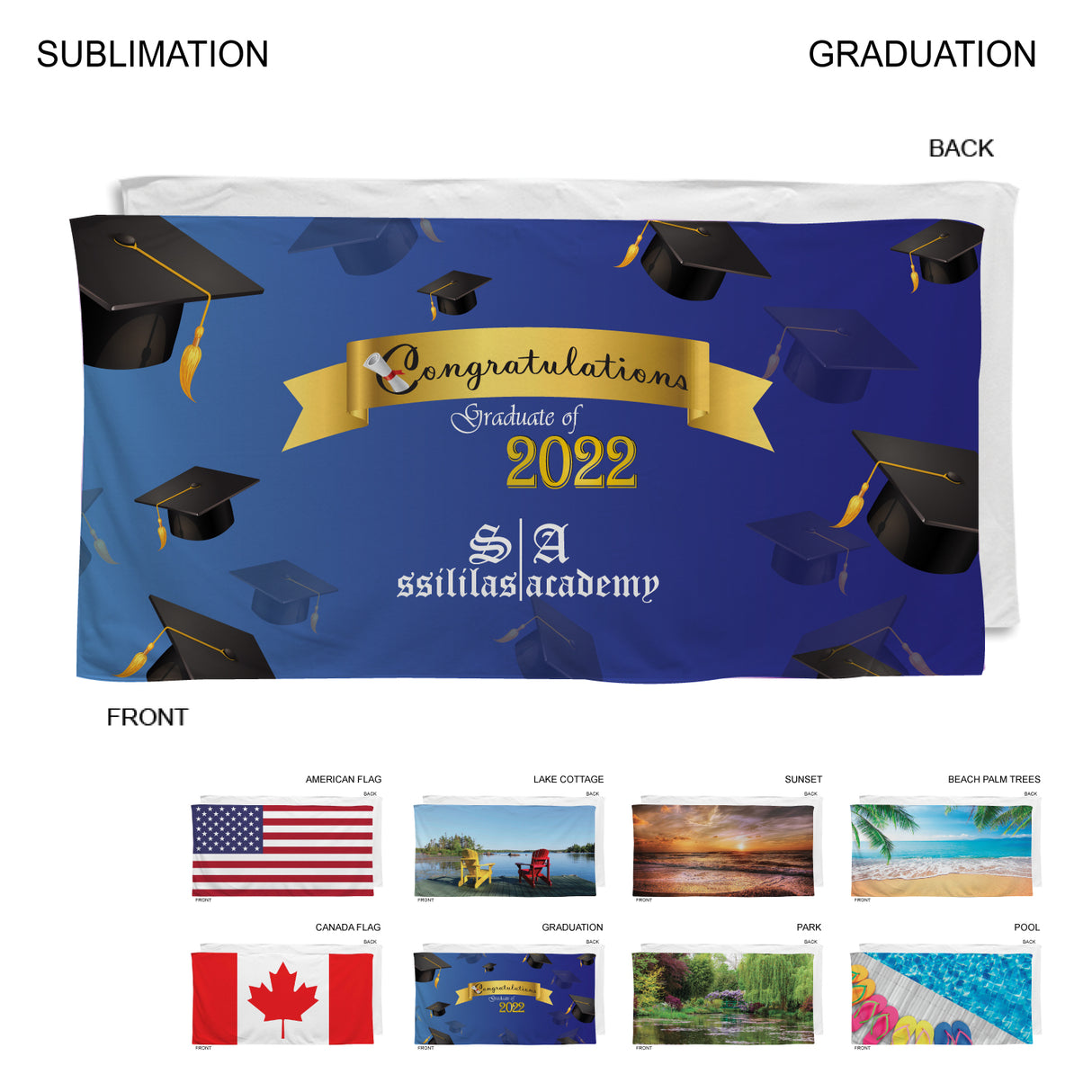 Stock Design Sublimated, Absorbent Microfiber Dri-Lite Terry Beach, Shower Towel, 30x60