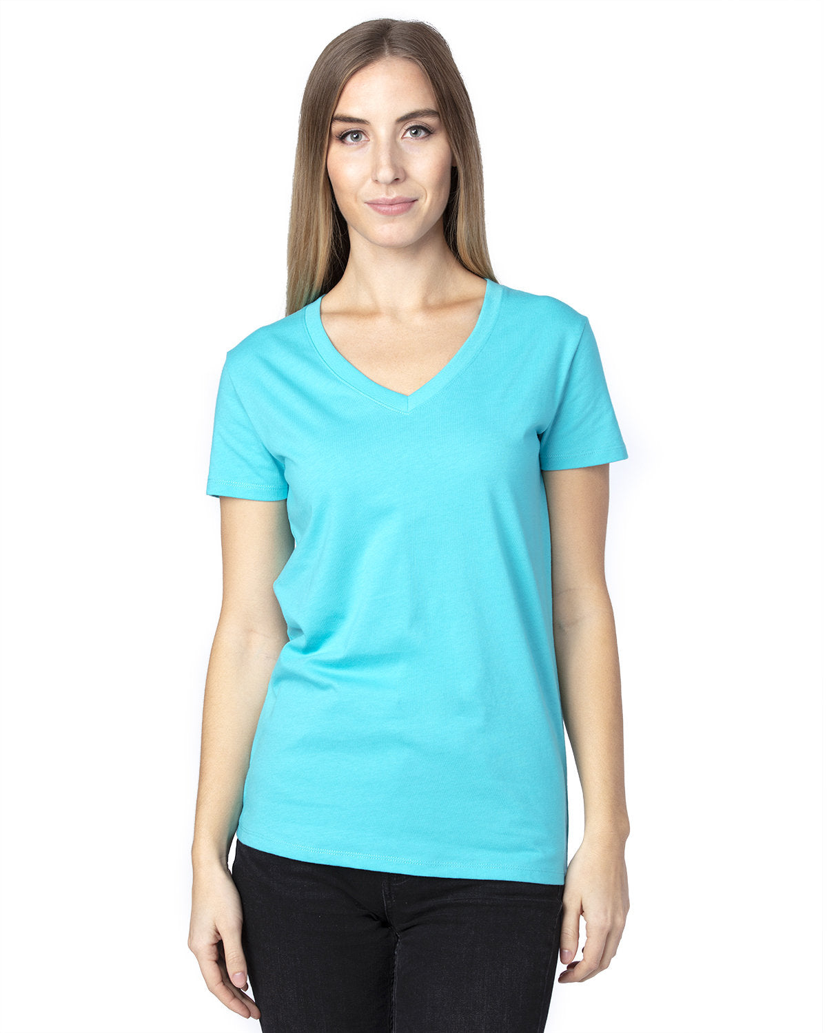 000245 THREADFAST Ladies' Ultimate CVC V-Neck T-Shirt