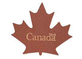 Maple Leaf Shaped single coaster brown, bonded leather - felt backing