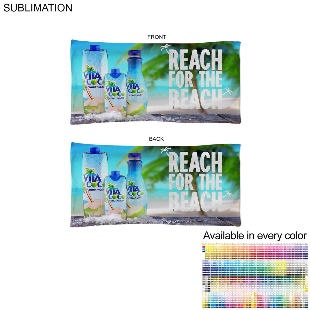 Absorbent Microfiber Dri-Lite Terry Pool Towel, 20x40, Sublimated Edge to Edge 2 sides