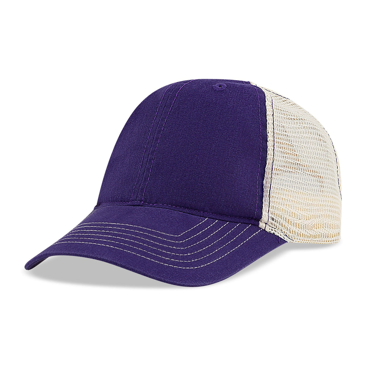 Bio-Washed Cotton Twill Front Cap w/Soft Mesh Sides & Back