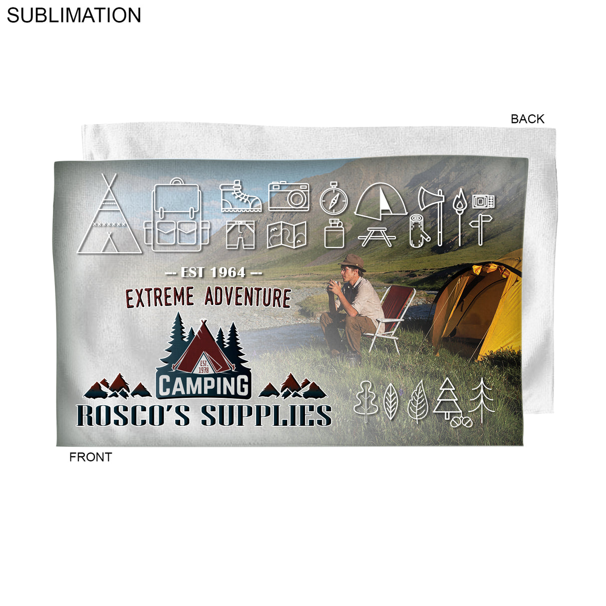 Microfiber Dri-lite Terry Branding Towel, 15x25, Sublimated Edge to Edge 1 side