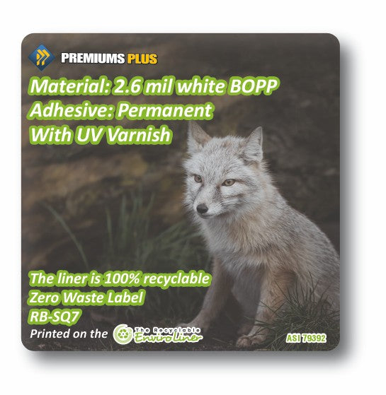 Eco-Friendly BOPP Roll Stickers (3" x 3" Square)