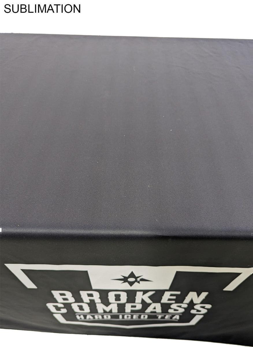48 Hr Quick Ship - Sublimated PREMIUM Cloth for 6' table, Drape style, Closed Back, Rounded Corners
