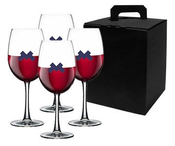 Durham, 19.5oz crystalline stemmed wine glass S/4 in a Noir black gift box