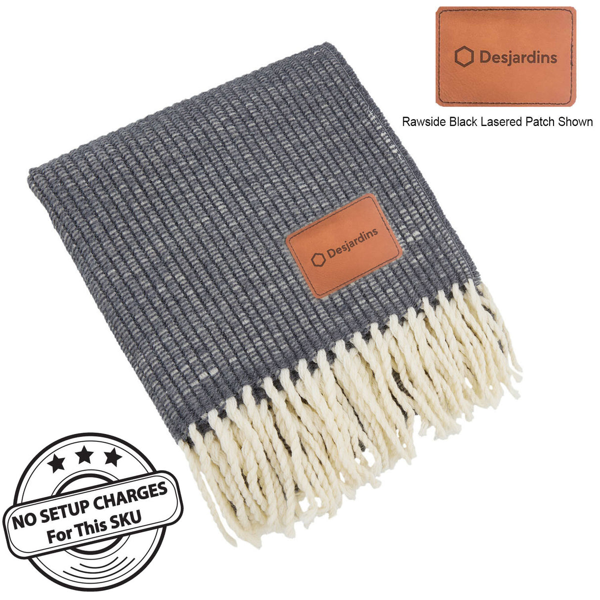 Wool Blanket Deluxe, 50x60, with Lasered logo patch, NO SETUP CHARGE