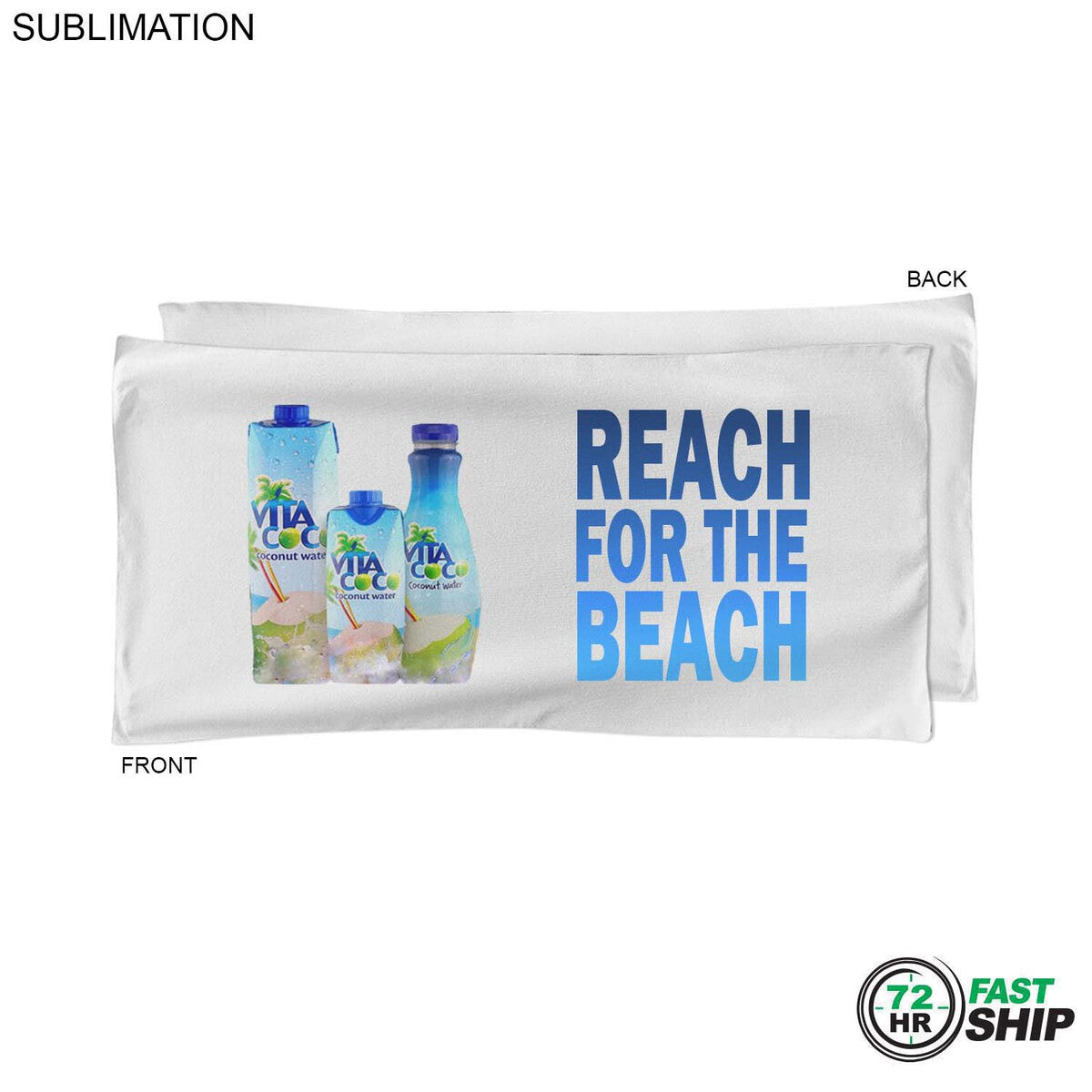 72 Hr Fast Ship - Absorbent Microfiber Dri-Lite Terry White Pool Towel 20x40, Sublimated