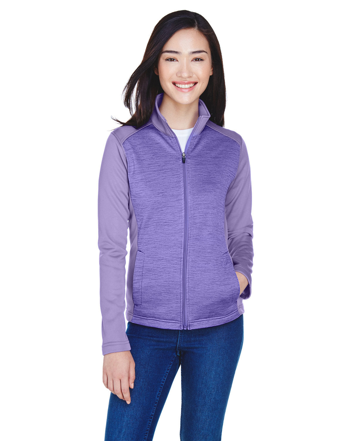 DEVON AND JONES Ladies' Newbury Colorblock Mélange Fleece Full-Zip