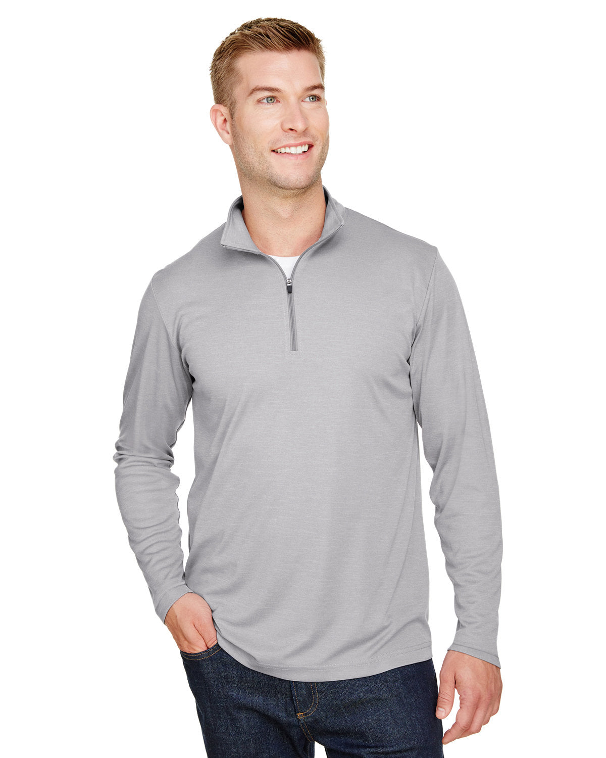 000223 Team 365 Men's Zone Sonic Heather Performance Quarter-Zip