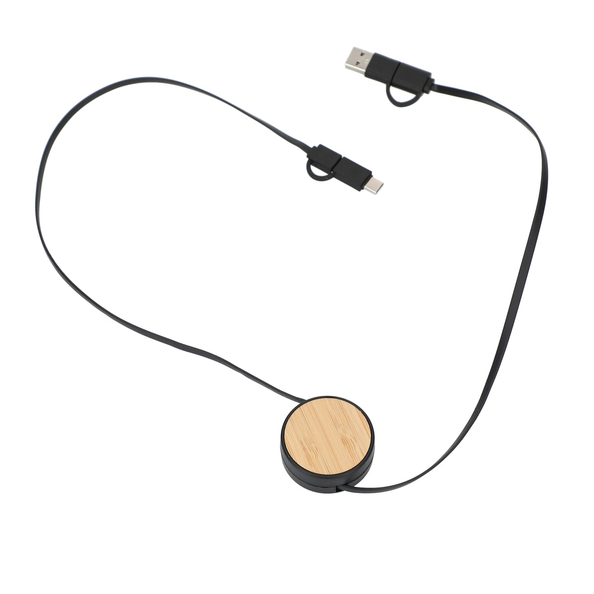 FSC® 100% Bamboo Retractable 5-in-1 Charging Cable