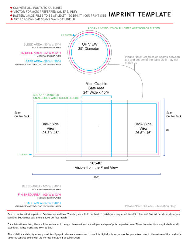 Sublimated Round Fitted Cruiser Table Throw, Sublimated all over