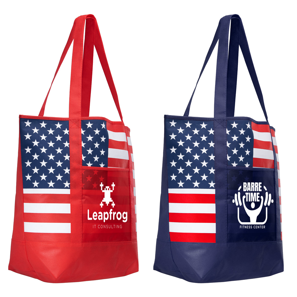 American Flag Non-Woven Tote Bag w/ 210D Pocket