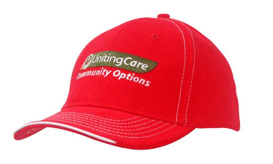 Brushed Heavy Cotton Cap w/Contrast Stitching & Open Lip Sandwich
