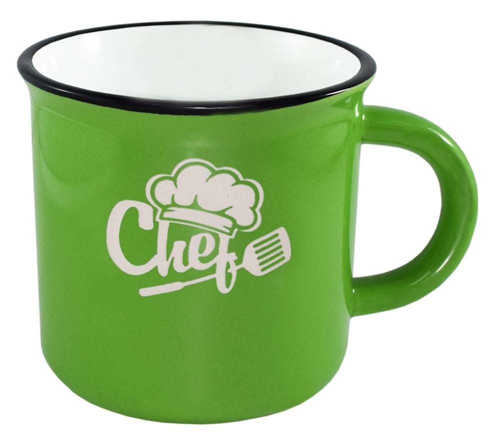 Fireside 16oz green/white mug with black trim in a Ripple gift box - Etched