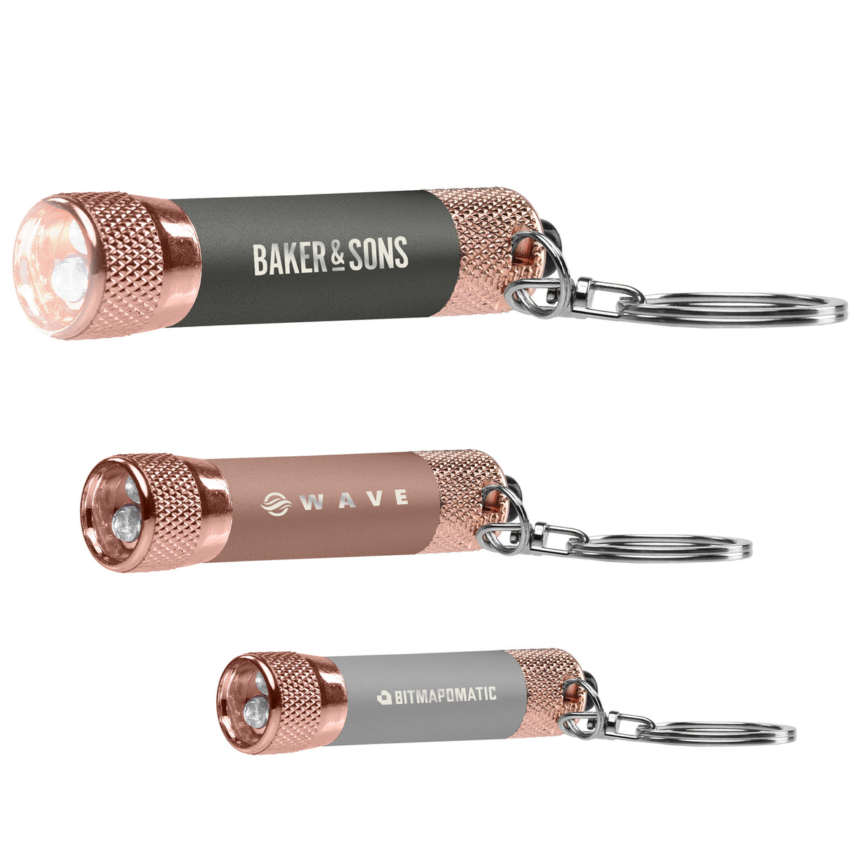 Chroma Softy Rose Gold Metallic - LED Flashlight with Keyring