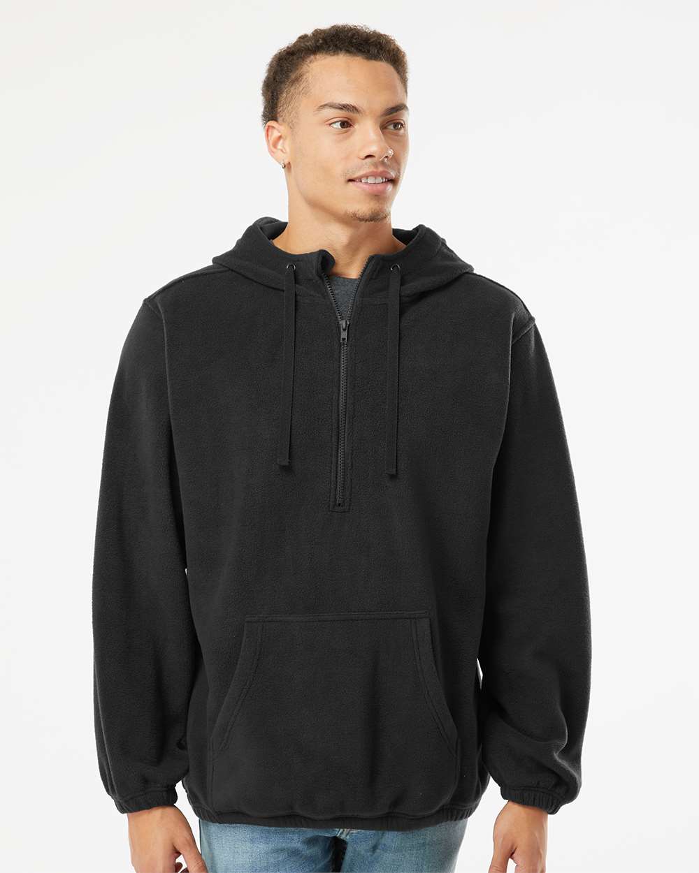 Burnside Polar Fleece Quarter Zip Scuba Hooded Pullover