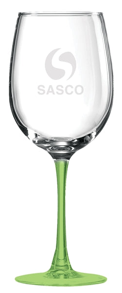 Blanc 16oz clear body/green stem wine glass