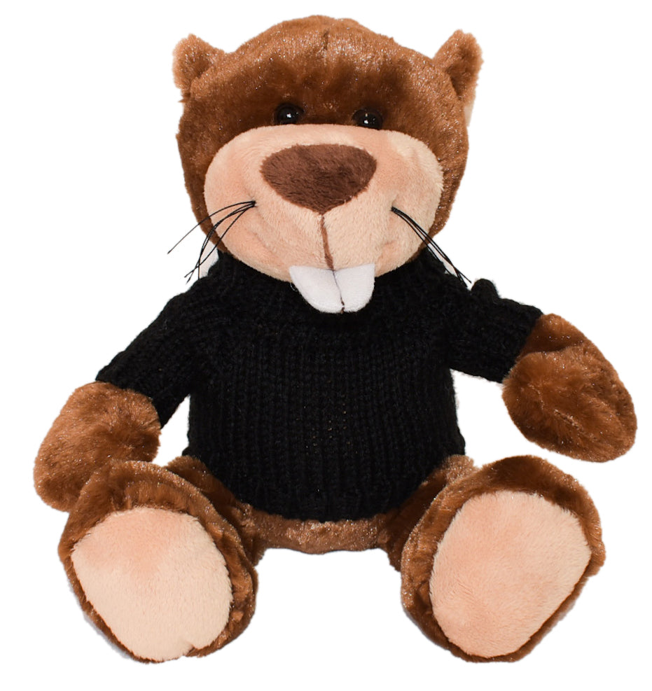 11" Bucky Beaver w/Hand Knit Embroidered Sweater