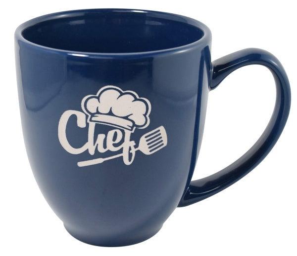 Bistro 16oz blue mug - Etched