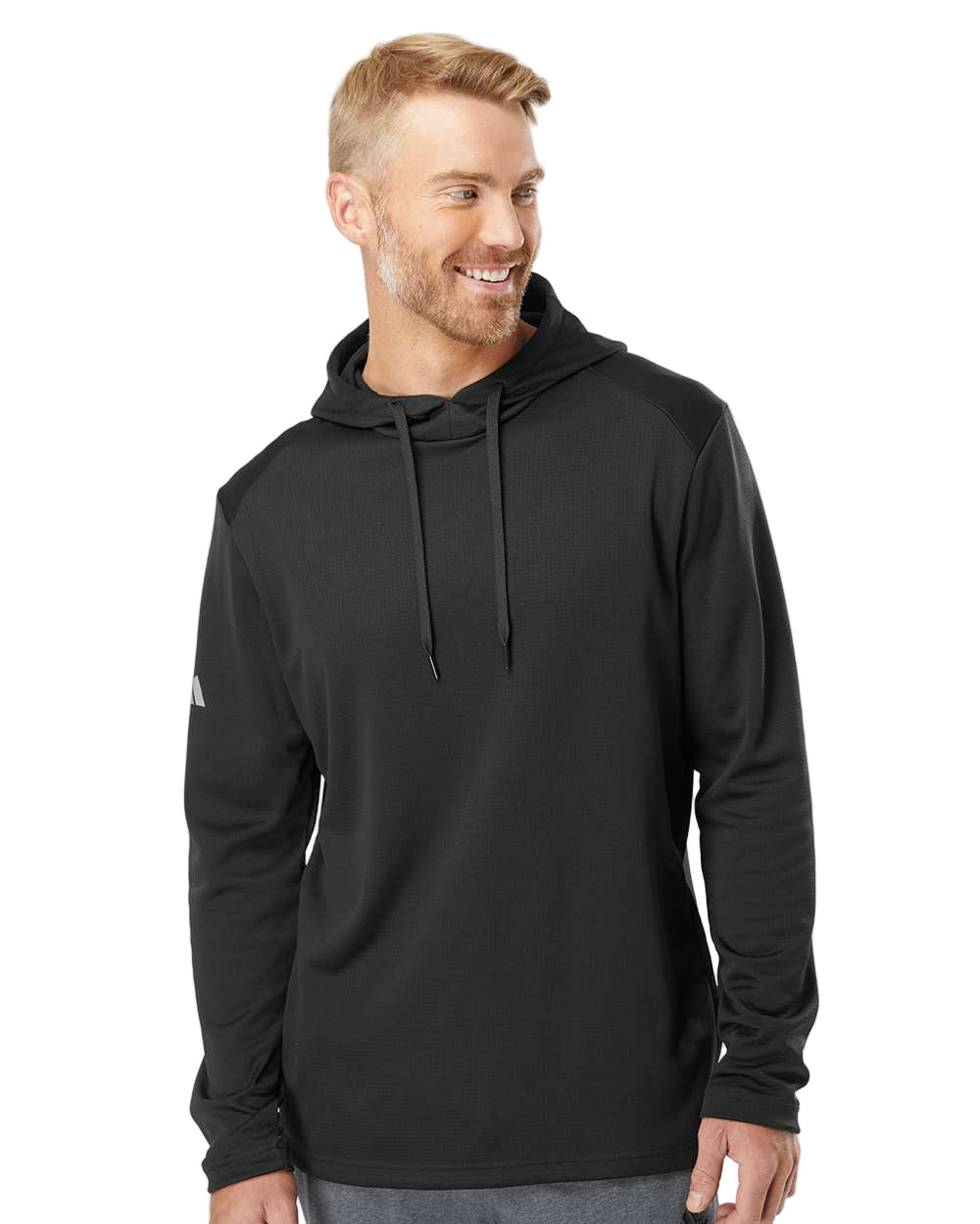 Adidas® Textured Mixed Media Hooded Sweatshirt