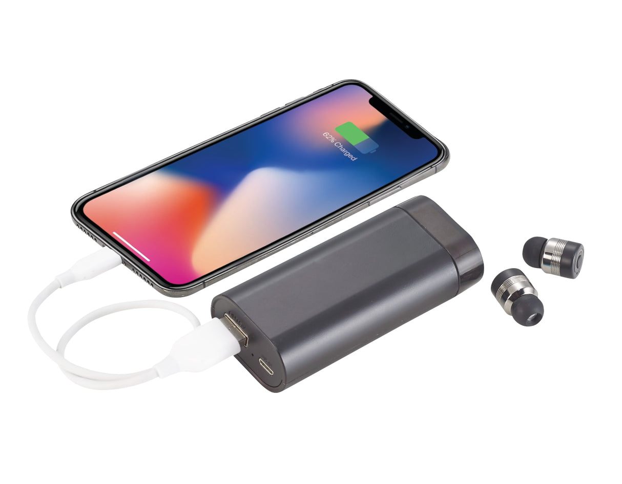 Light Up Logo TruWireless Earbuds w/UL Powerbank