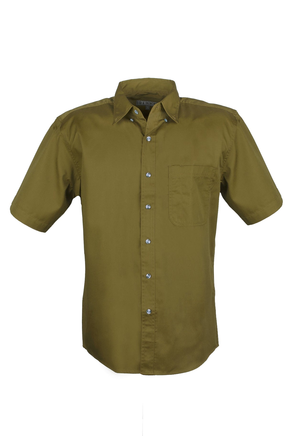 MEN EASY CARE COTTON BLEND DRESS SHIRTS SHORT Sleeve(KHAKI) (S-4XL)