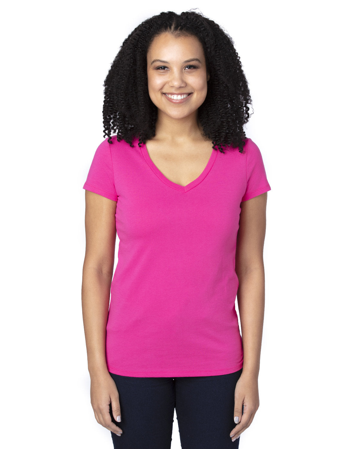 000245 THREADFAST Ladies' Ultimate CVC V-Neck T-Shirt