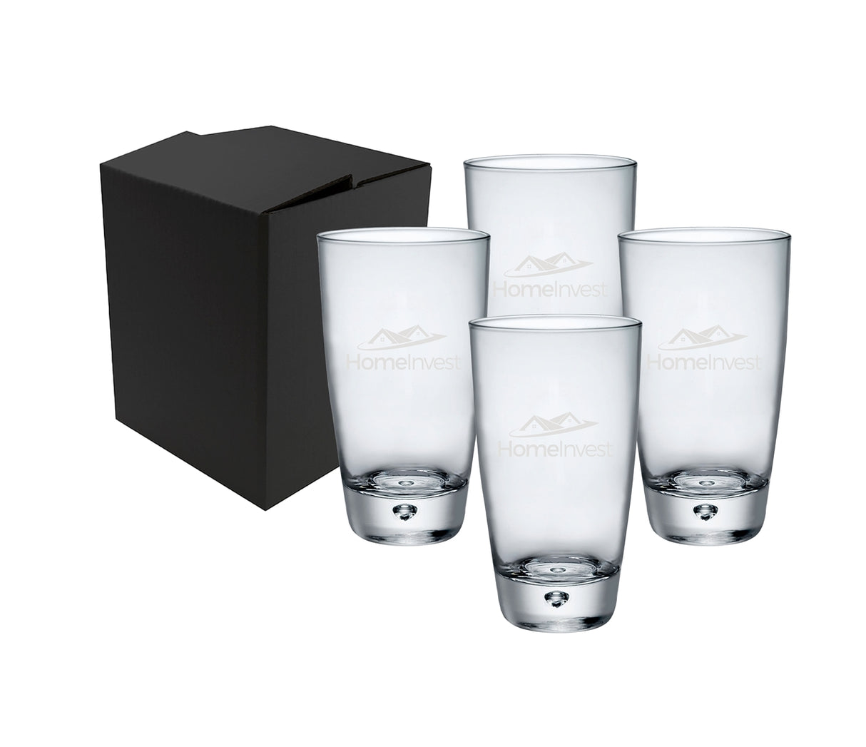 ~ Bormioli Rocco Luna 15.25oz clear glass tumbler S/4 in a 'Sable' gift box