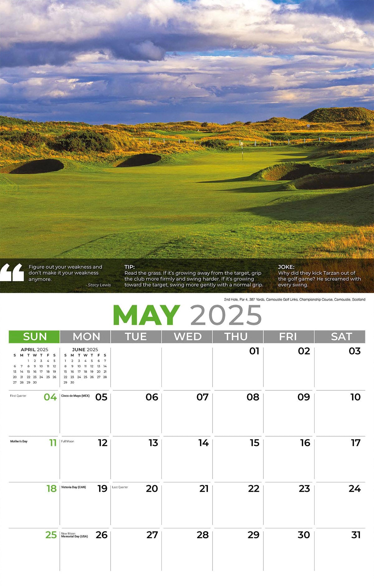 Galleria Wall Calendar 2025 Golf Tips