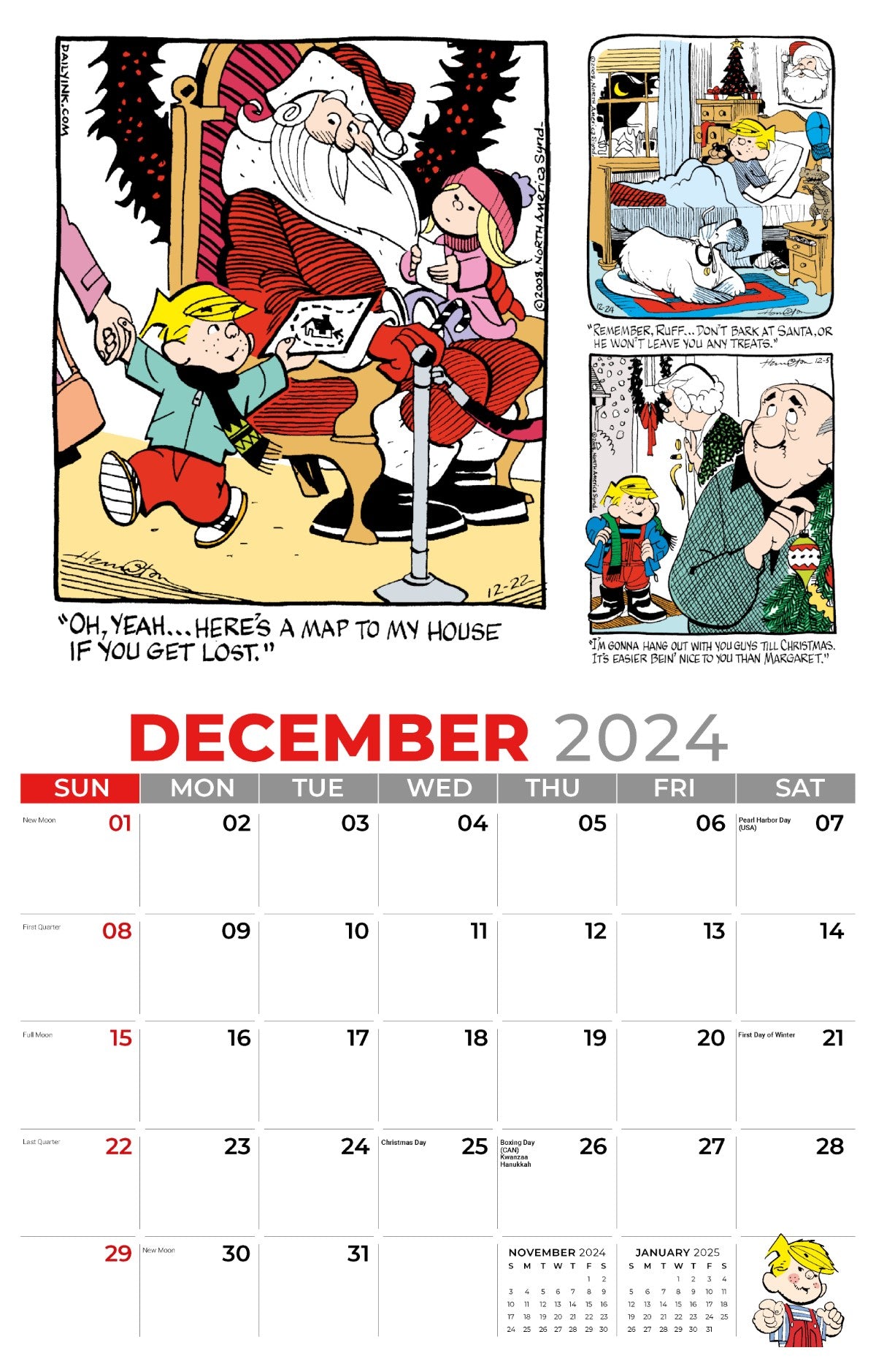 Galleria Wall Calendar 2025 Dennis the Menace