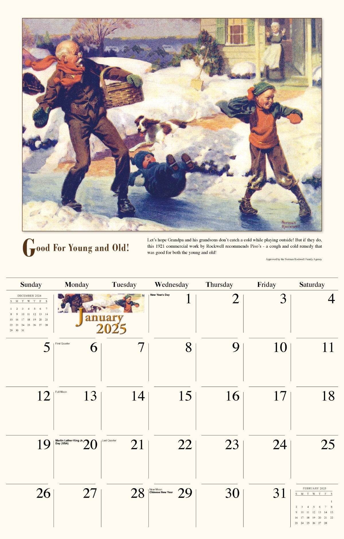 Galleria Wall Calendar 2025 Norman Rockwell