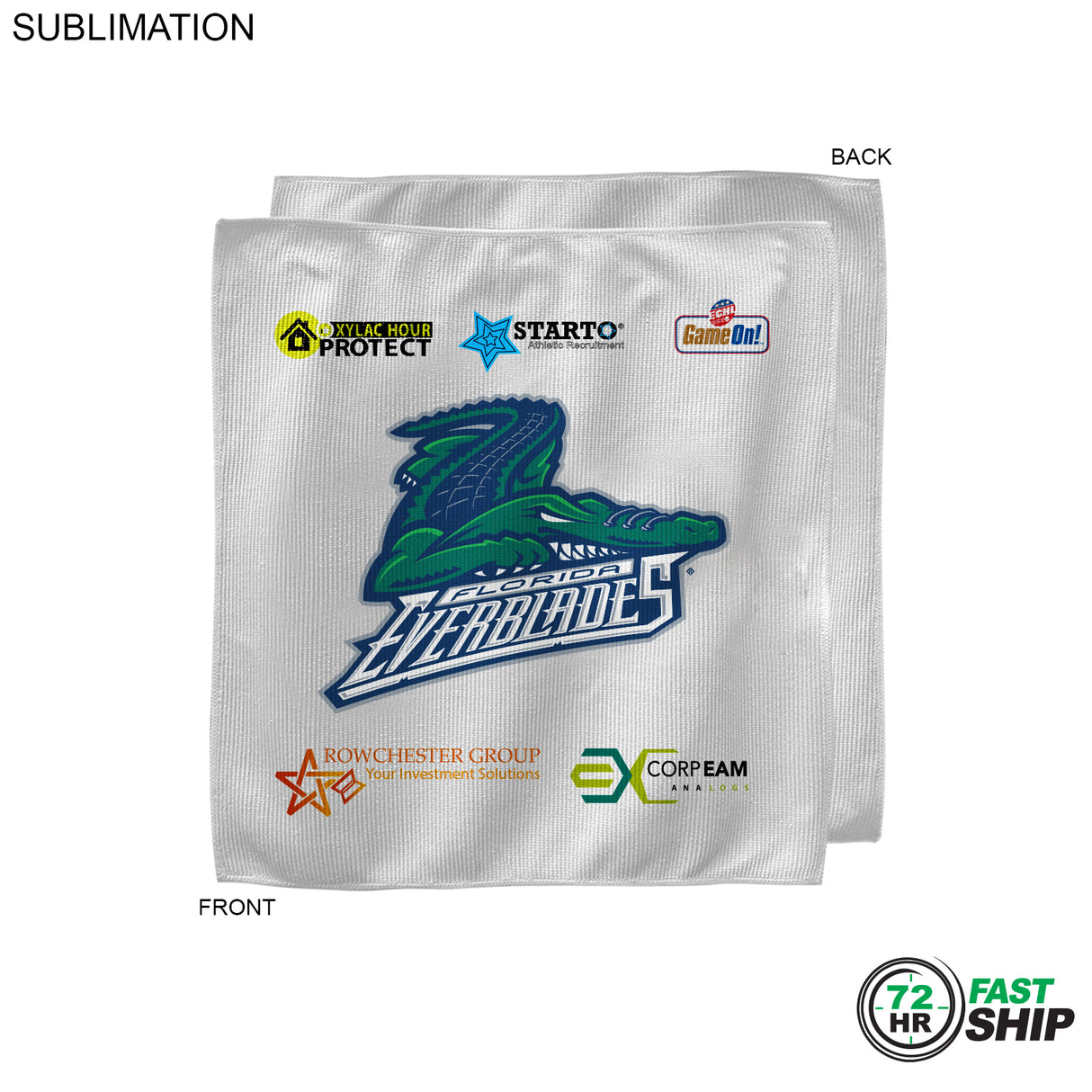 72 Hr Fast Ship - White Microfiber Dri-Lite Terry Sponsorship Rally Towel, 15x15, Sublimated