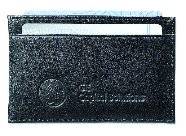 Business Card Holder black genuine top grain leather
