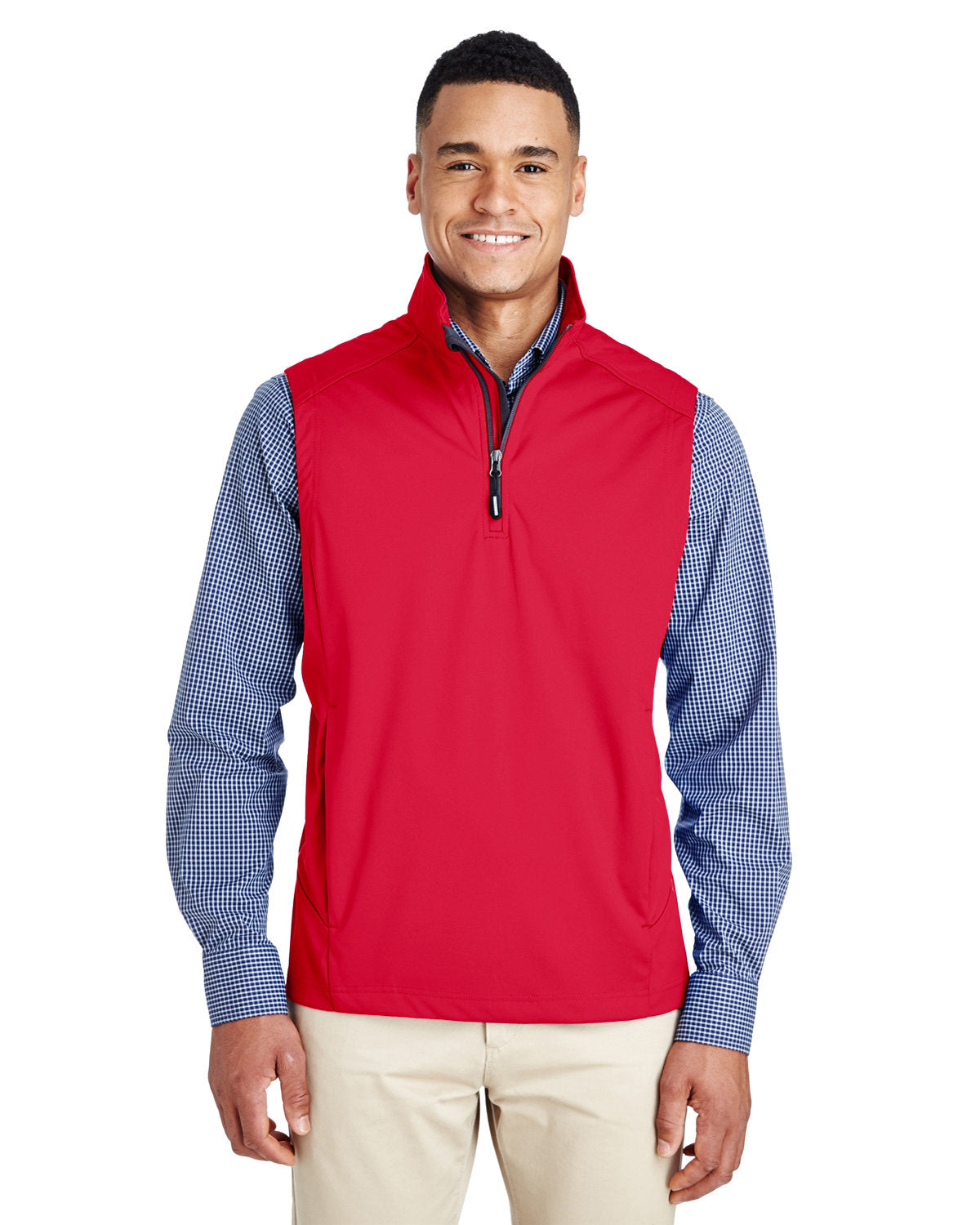 CORE 365 Men's Techno Lite Three-Layer Knit Tech-Shell Quarter-Zip Vest