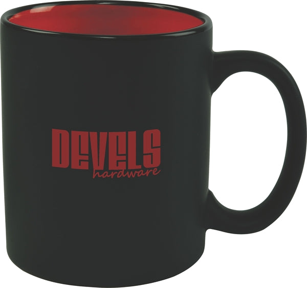 Chalk 11oz 2tone black/red mug in Ripple brown Gift box