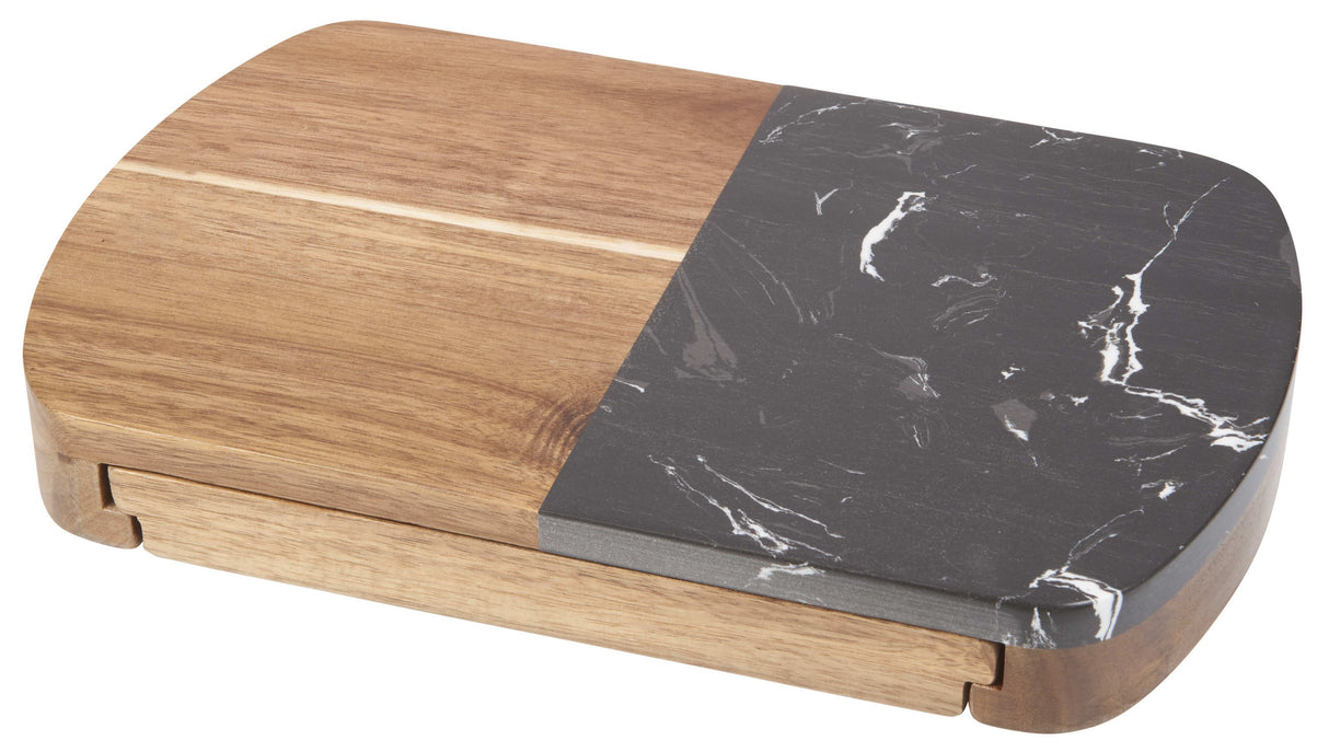 Black Marble Cheese Board Set with Knives