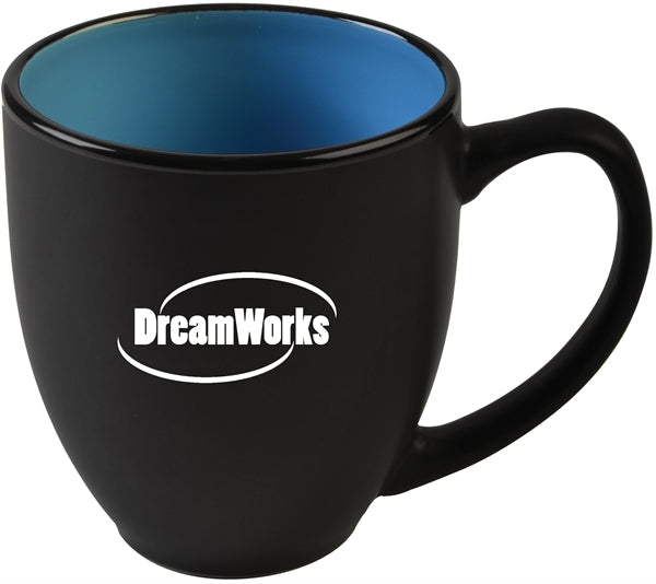 Bistro 16oz 2tone black/sky blue mug in Ripple gift box